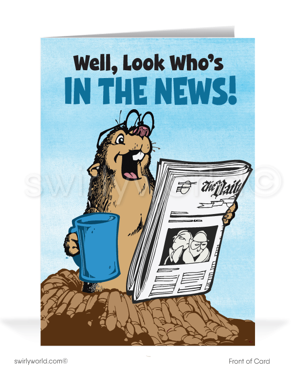 Funny Congratulations You're in the News Cartoon Cards for Business Customers