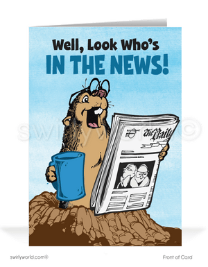Funny Congratulations You're in the News Cartoon Cards for Business Customers