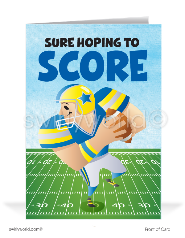 Football Cartoon Humorous Sales Prospecting Business Greeting Cards