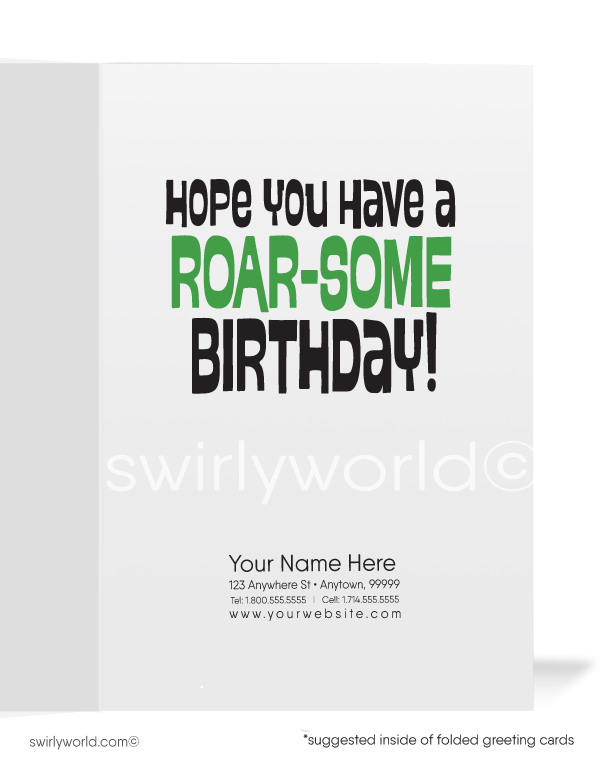 Funny Dinosaur Business Happy Birthday Greeting Cards