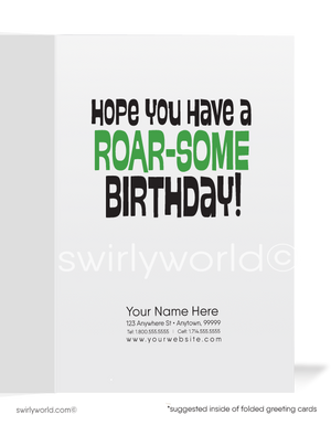 Funny Dinosaur Business Happy Birthday Greeting Cards