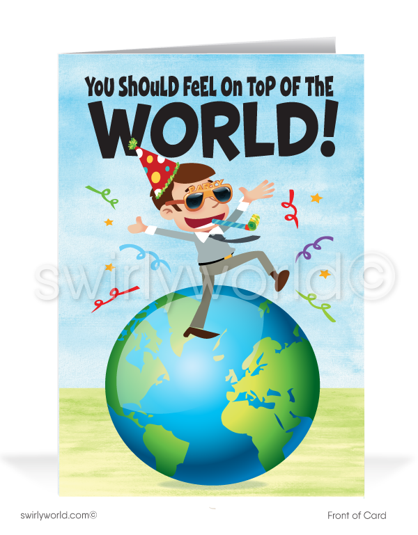 Top of the World Business Happy Birthday Cards for Customers