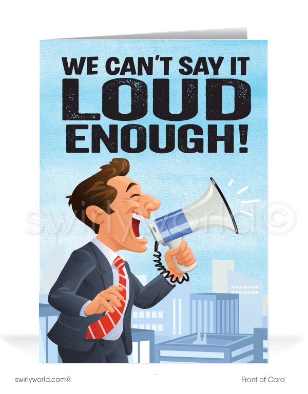 Humorous Congratulations Cartoon Cards for Business Customers.