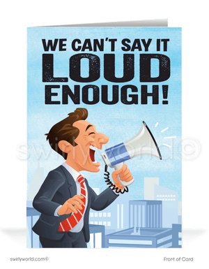 Humorous Congratulations Cartoon Cards for Business Customers.