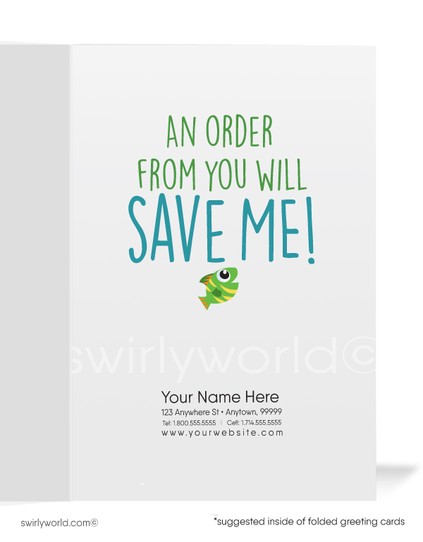 S.O.S. Lost on Desert Island Miss Your Business Funny Cards for Customers