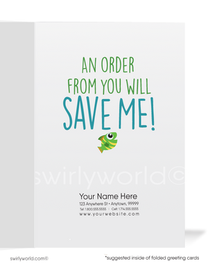 S.O.S. Lost on Desert Island Miss Your Business Funny Cards for Customers