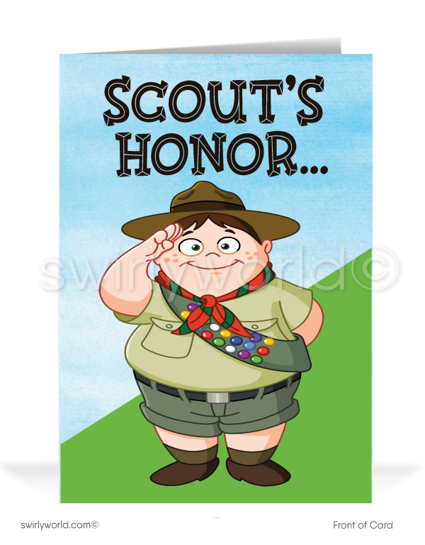 Funny Boyscout Thank You Cartoon Cards for Customers