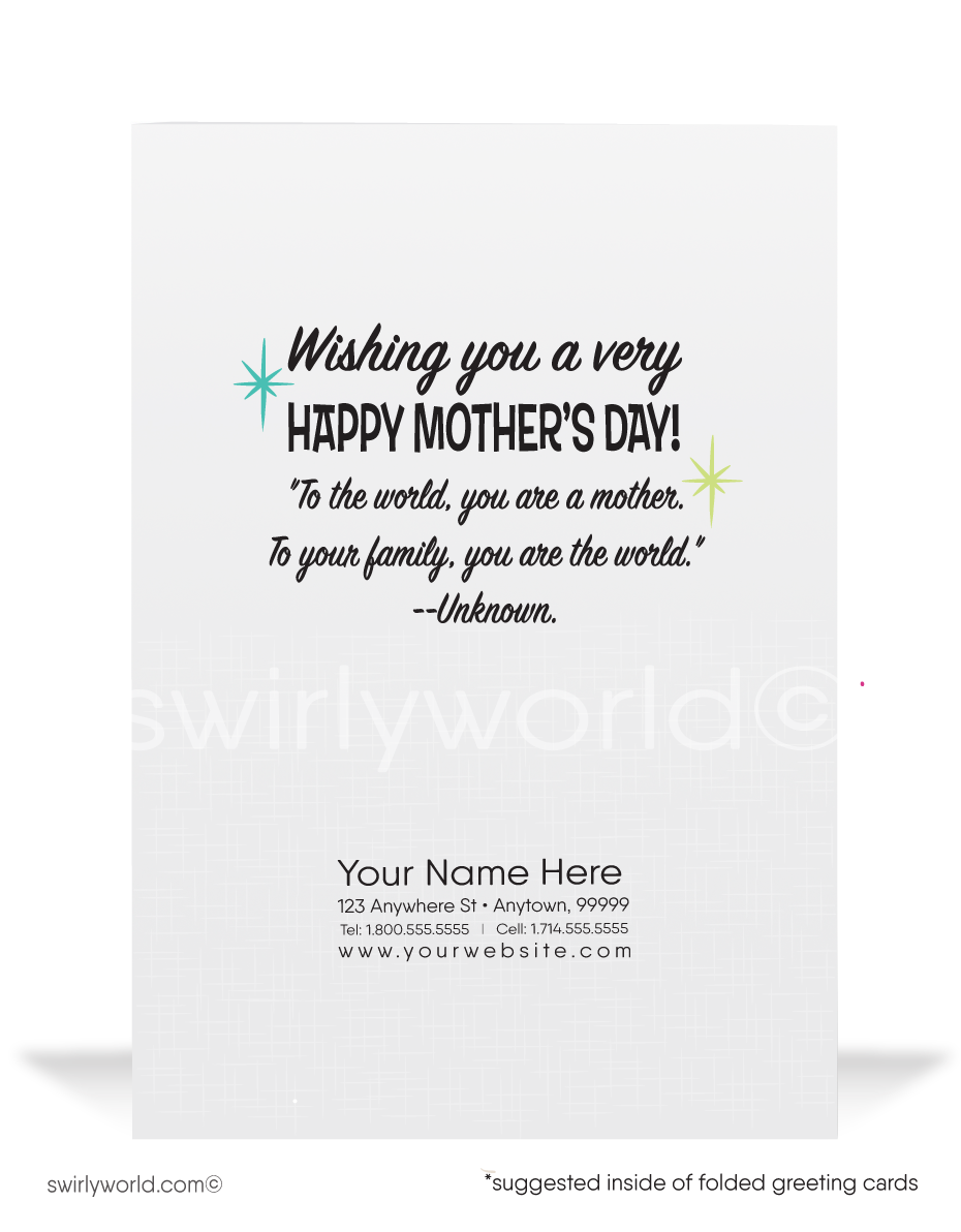 Cute Supermom happy Mother's Day Cards for Business Clients.