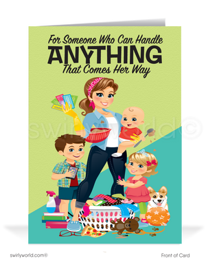 Cute Supermom happy Mother's Day Cards for Business Clients.