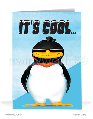 Funny Penguin "It's Cool Doing Business With You" Thank You Cards for Customers