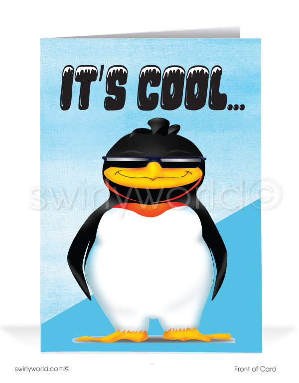 Funny Penguin "It's Cool Doing Business With You" Thank You Cards for Customers