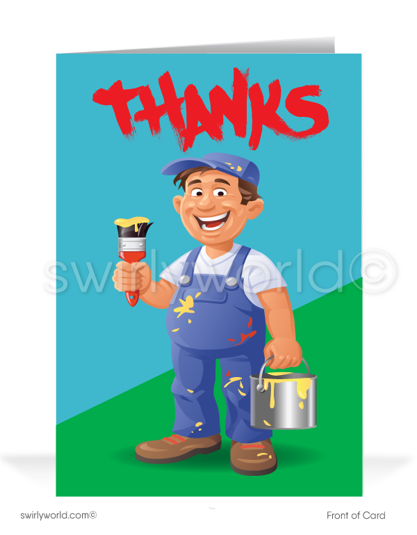 Business Contractor Thank You Cards from Painter to Customers