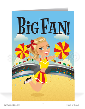 Cheerleader "Big Fan of Your Business" Client Thank You Cards for Women in Business