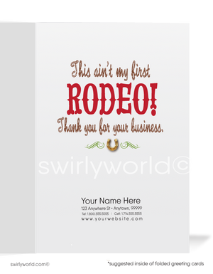 Cute Western Cowgirl Cartoon "Thank You for Your Business" Cards for Clients