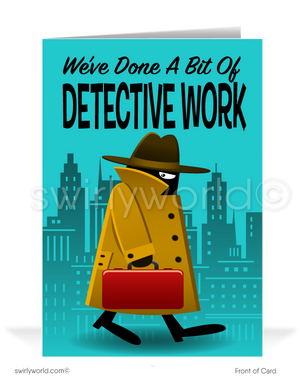 Funny Cartoon Detective We Miss Your Business Cards for Customers