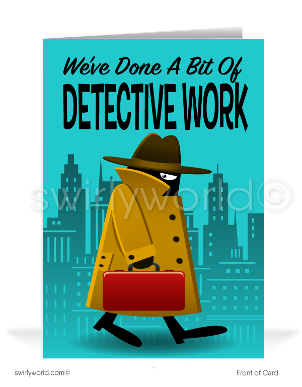 Funny Cartoon Detective We Miss Your Business Cards for Customers