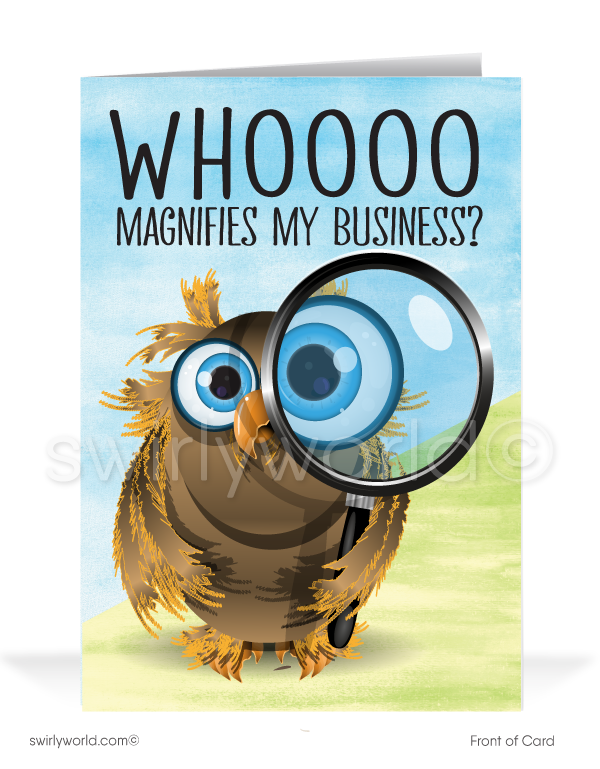Funny Owl Business Thank You Cards for Customers