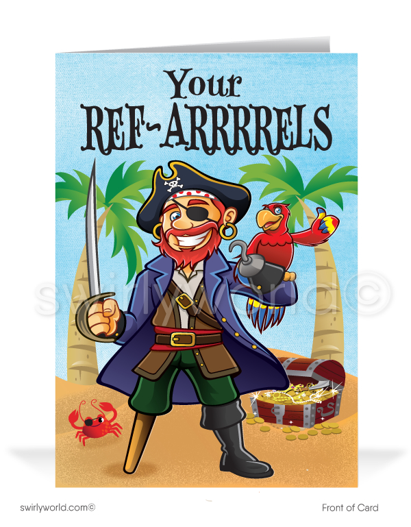 Funny Pirate Client Referral Cards for Thank You For Your Business