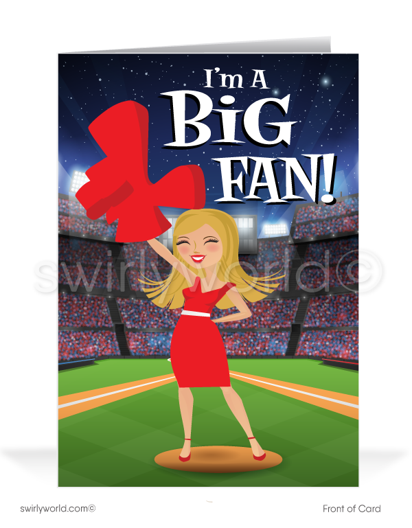 "A Big Fan of Your Business" Baseball Sports Theme Thank You Cards for Women