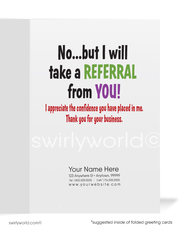 Funny Cartoon Parrot Thank You For Your Referral Greeting Cards