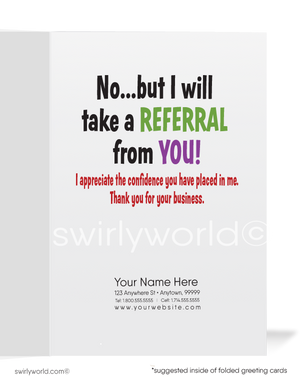 Funny Cartoon Parrot Thank You For Your Referral Greeting Cards