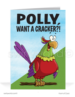 Funny Cartoon Parrot Thank You For Your Referral Greeting Cards