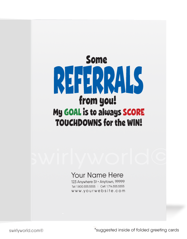 Funny Humorous Football Business Thank You For Your Referral Cards