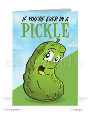 Funny "In a Pickle" Cartoon Business Customer Outreach Greeting Cards