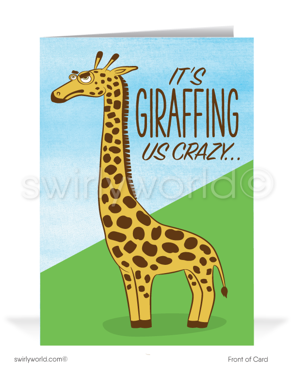 Funny Giraffe Cartoon Humorous Sales Prospecting Cards