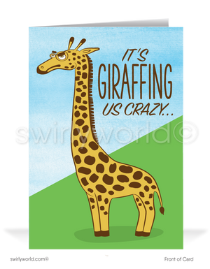 Funny Giraffe Cartoon Humorous Sales Prospecting Cards