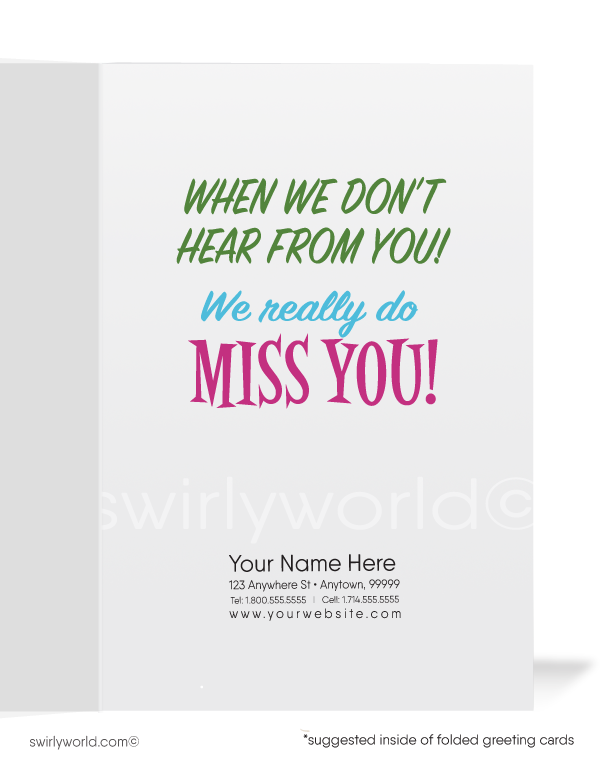 Funny Dragon We Miss Your Business Sales Promotion Marketing Greeting Cards