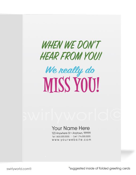 Funny Dragon We Miss Your Business Sales Promotion Marketing Greeting Cards