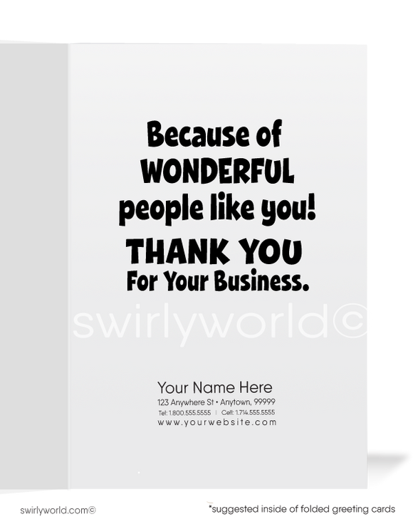 Walking On Sunshine Cartoon Business Customer Thank You Cards