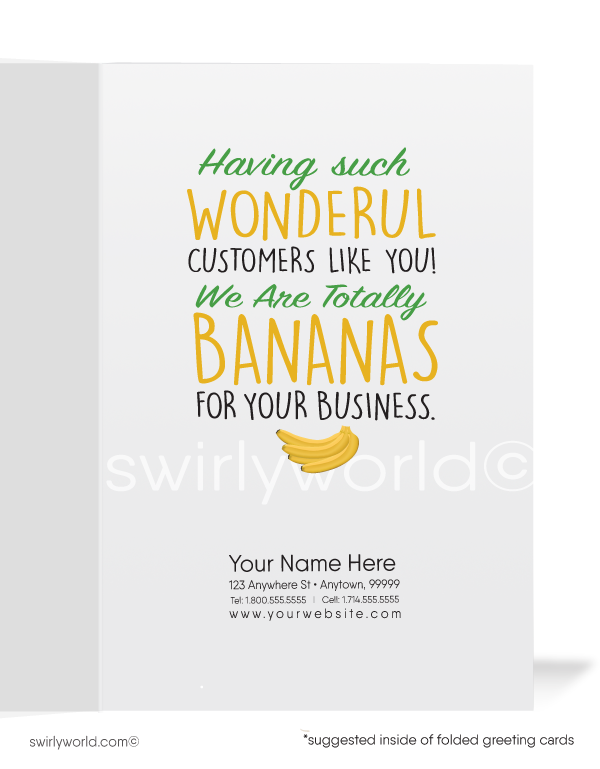 Funny Thank You For Your Business Banana Cartoon Cards