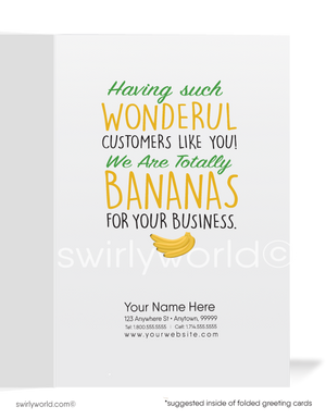 Funny Thank You For Your Business Banana Cartoon Cards