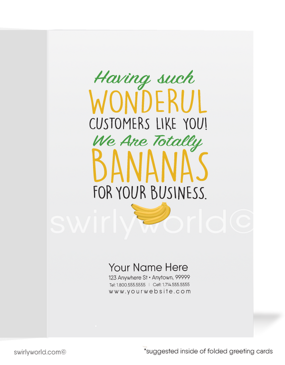 Funny Thank You For Your Business Banana Cartoon Cards