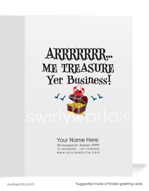 Humorous Pirate "I Treasure Your Business" Thank You Cards for Customers