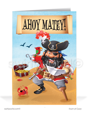 Humorous Pirate "I Treasure Your Business" Thank You Cards for Customers