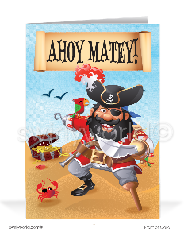 Humorous Pirate "I Treasure Your Business" Thank You Cards for Customers