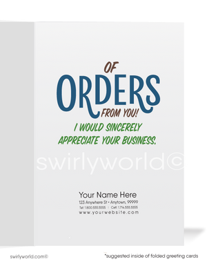 Funny Salesman Prospecting Marketing Cards for New Customers