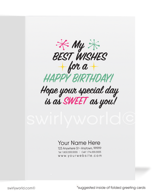 Pin-up Girl Pastry Chef Happy Birthday Greeting Cards for Business