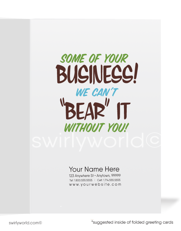 Funny Hungry Bear "Miss Your Business" Sales Promotion Customer Cards