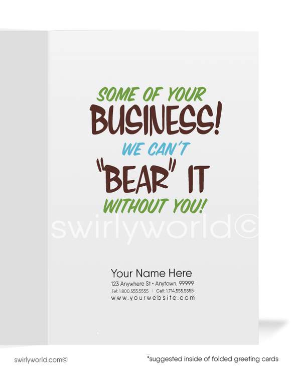 Funny Hungry Bear "Miss Your Business" Sales Promotion Customer Cards