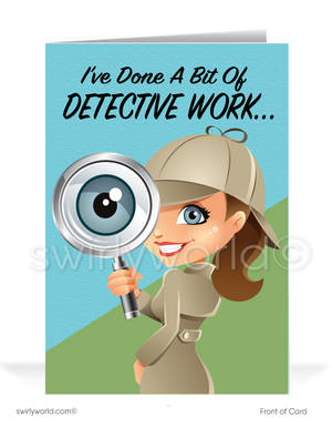 Detective Funny Cartoon Sales Prospecting Cards for Women