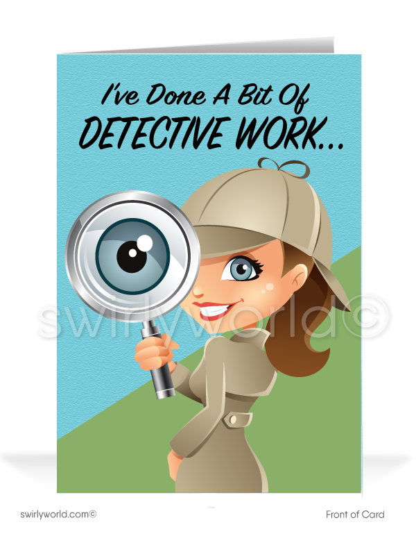 Detective Funny Cartoon Sales Prospecting Cards for Women