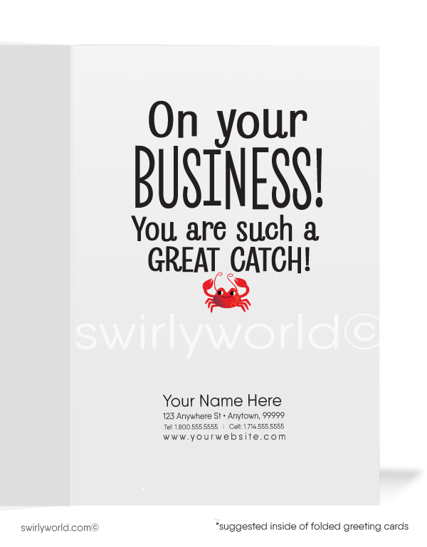 "Hooked on Your Business" Humorous Customer Thank You Greeting Cards