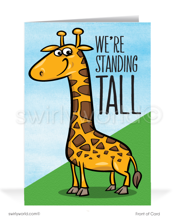 Giraffe Funny Cartoon Thank You Humorous Card for Customers