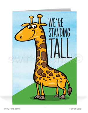 Giraffe Funny Cartoon Thank You Humorous Card for Customers