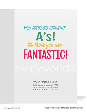 Funny School Teacher Cartoon Business Thank You Cards for Clients