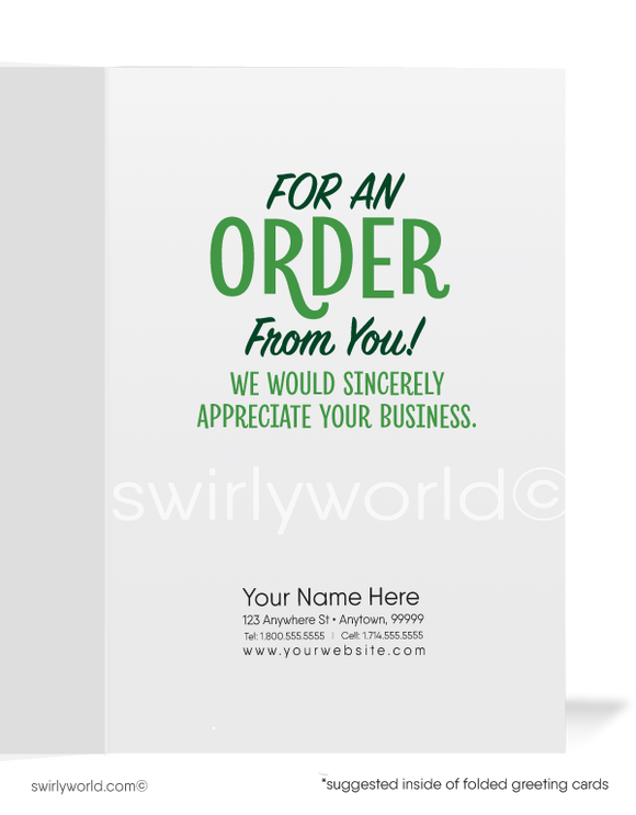 Praying For Orders Funny Cartoon Sales Prospecting Cards for Business
